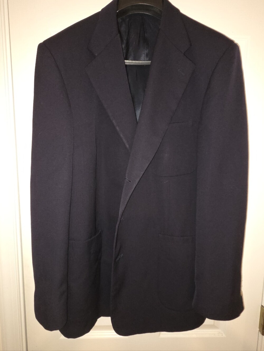 Vintage Givenchy Blazer 46L 48L Navy Wool Gabardine Patch Pocket Sport Coat USA